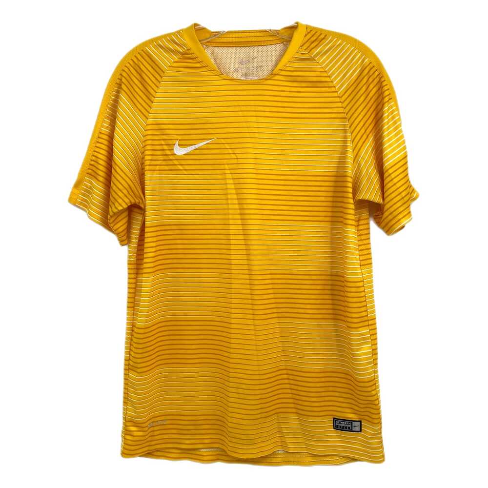 Nike Yellow Striped Soccer Tee | Men's Regular Size M